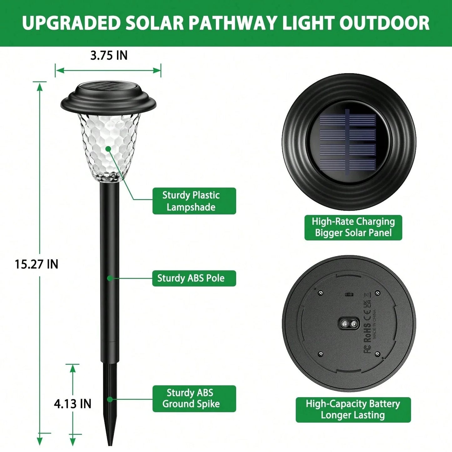Solar Pathway Lights Bright RGB Color Changing, Outdoor Waterproof