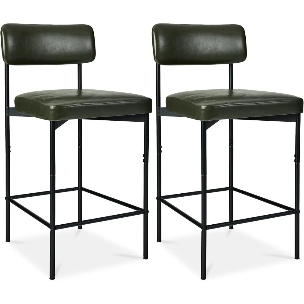 Armless Counter Height Bar Stools, Faux Leather