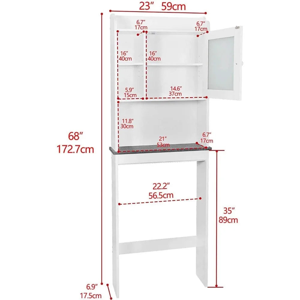 Over The Toilet Storage Cabinet with Adjustable Shelf and Double Doors