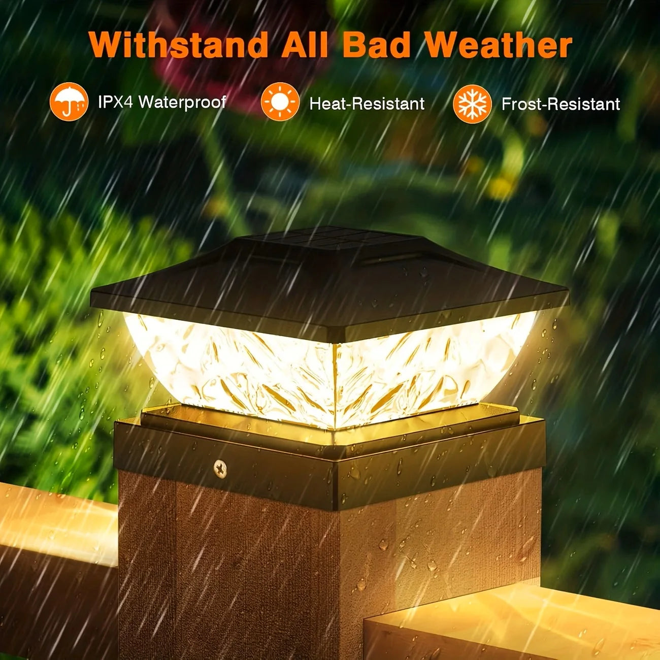 Outdoor Solar Light for Fence/Gate Pillar Head, Waterproof
