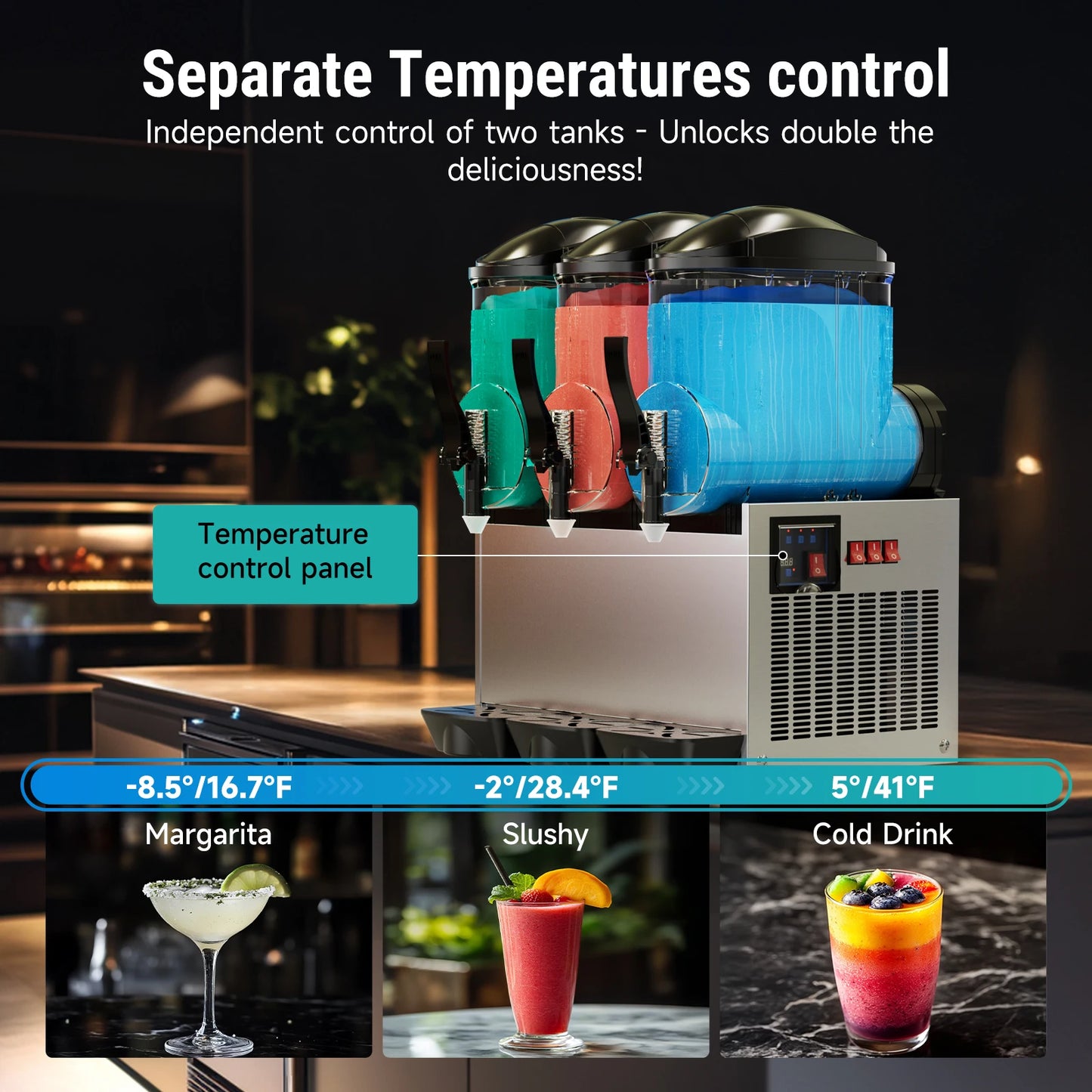 Commercial Slushy Machine – 45L, 1300W Frozen Drink Maker for Smoothies, Margaritas & Ice Beverages