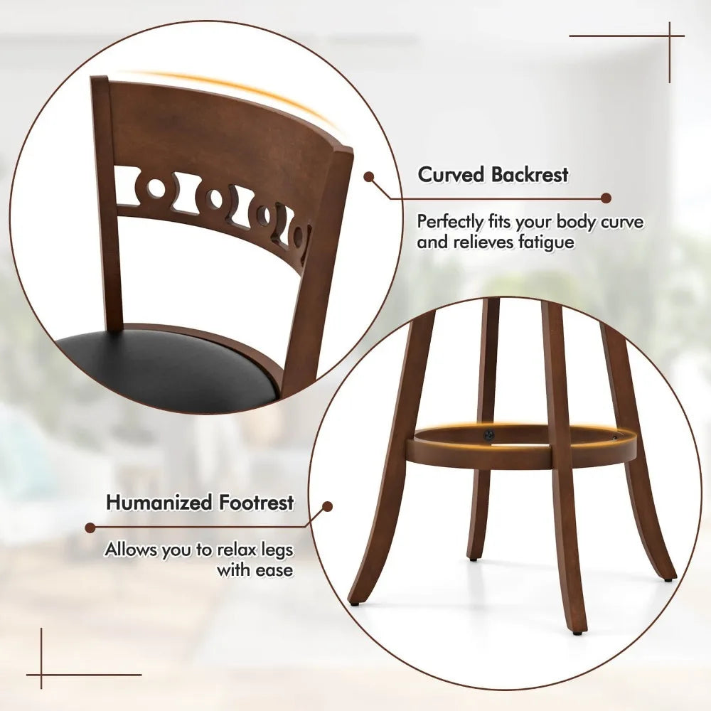30.5" Swivel Bar Stools (Set of 4) – Upholstered Counter Chairs with Solid Wood Frame