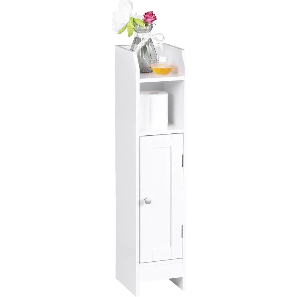 Slim Bathroom Storage Cabinet with Door and Adjustable Shelves