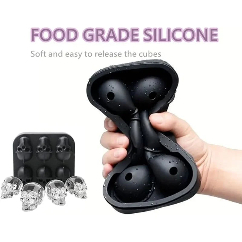 Easy‑Release Silicone Skull Ice Mold – 3D Food‑Grade Ice Maker for Cocktails & Spirits