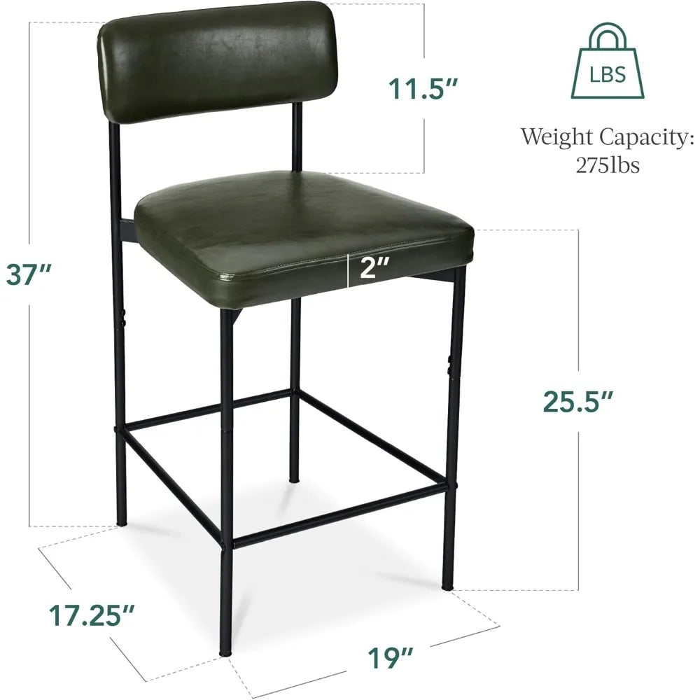 Armless Counter Height Bar Stools, Faux Leather