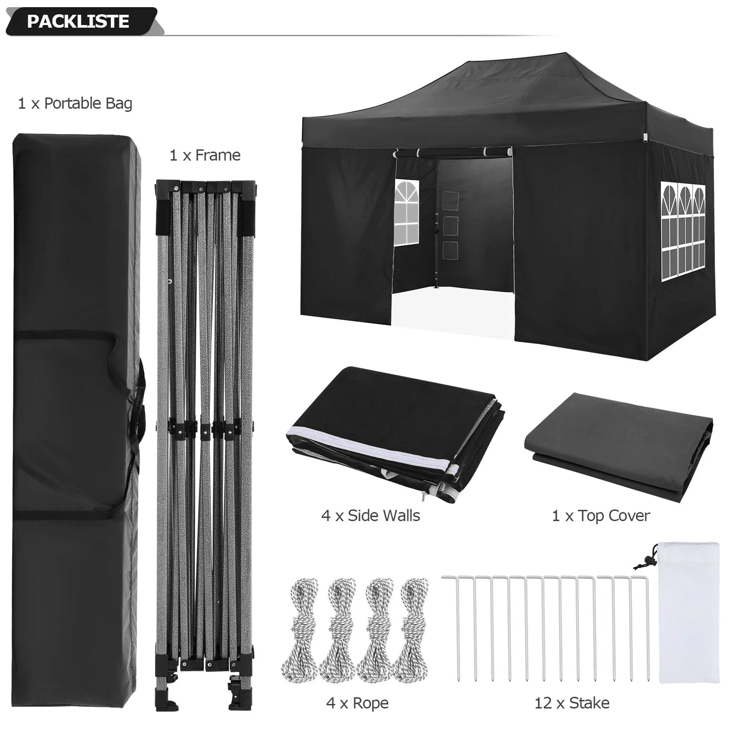 10x15 Pop up Canopy Tent Heavy Duty Gazebo with 4 Sidewalls, UPF 50+ All Weather Waterproof Commercial Outdoor Wedding Party Tent
