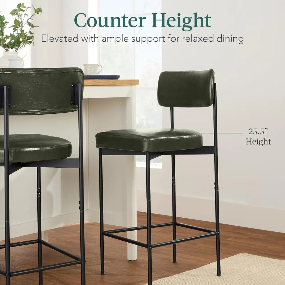 Armless Counter Height Bar Stools, Faux Leather