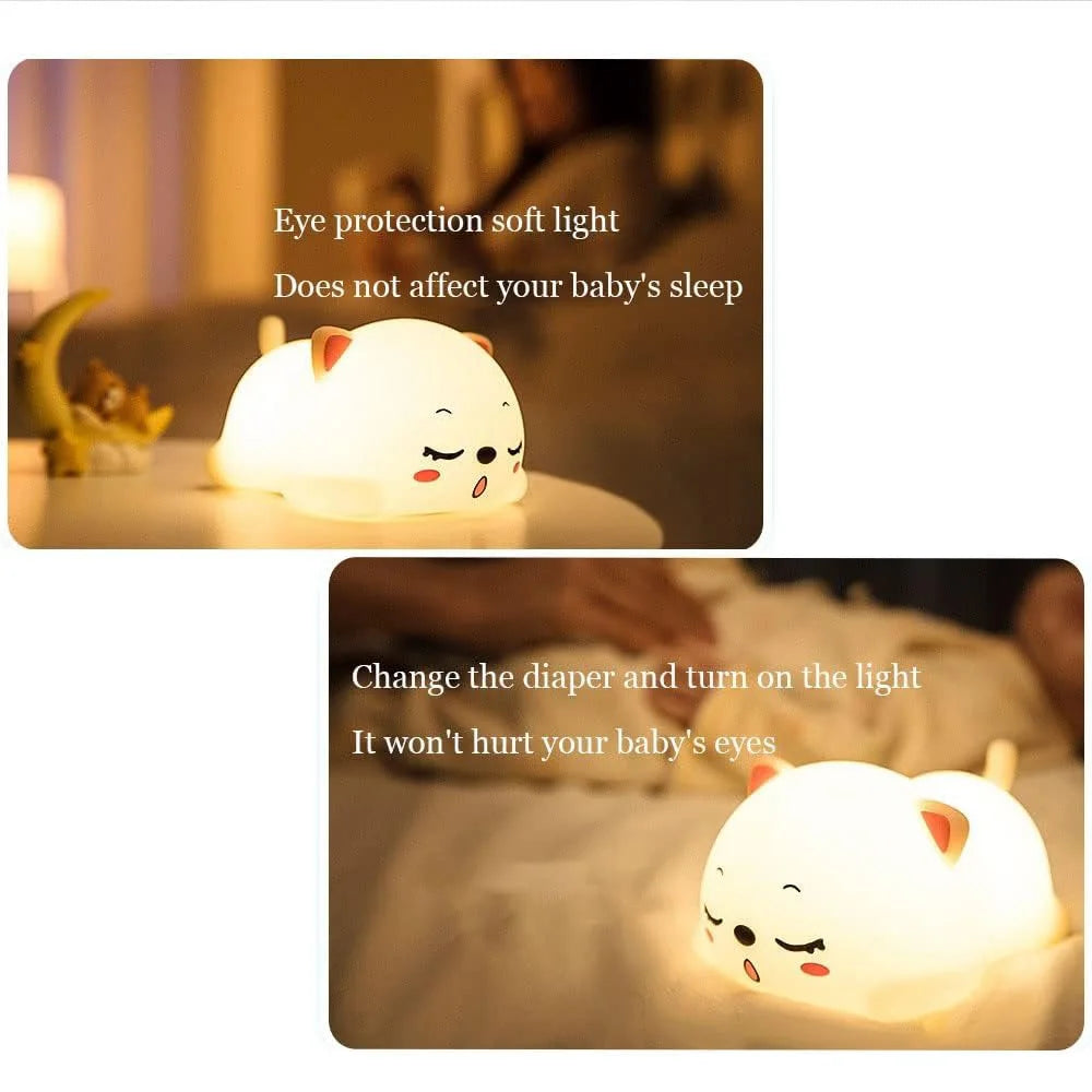Rechargeable Night Light, Silicone LED Lamp 7 Colors, Touch Control-Portable