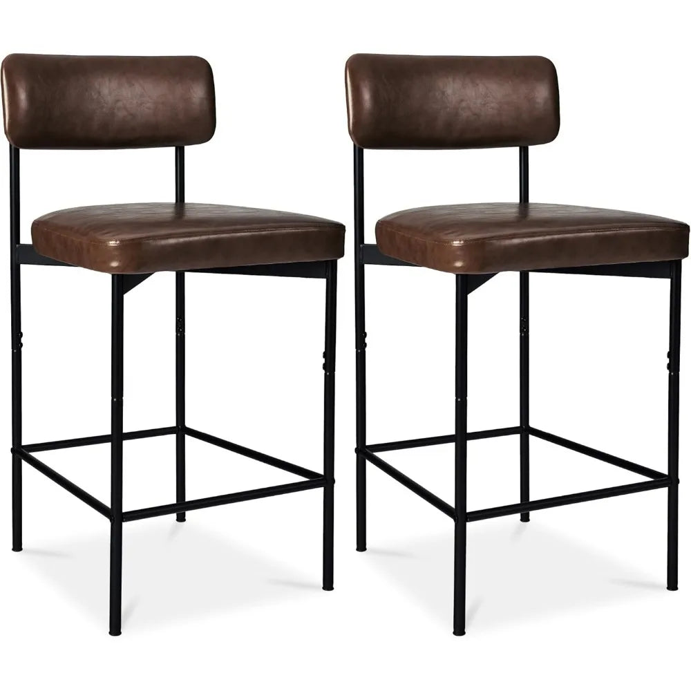 Armless Counter Height Bar Stools, Faux Leather