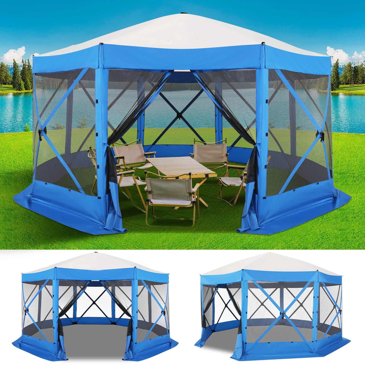 15×15 Pop‑Up Gazebo – Extra‑Large Outdoor Canopy Tent with Mosquito Netting & Ground Stakes