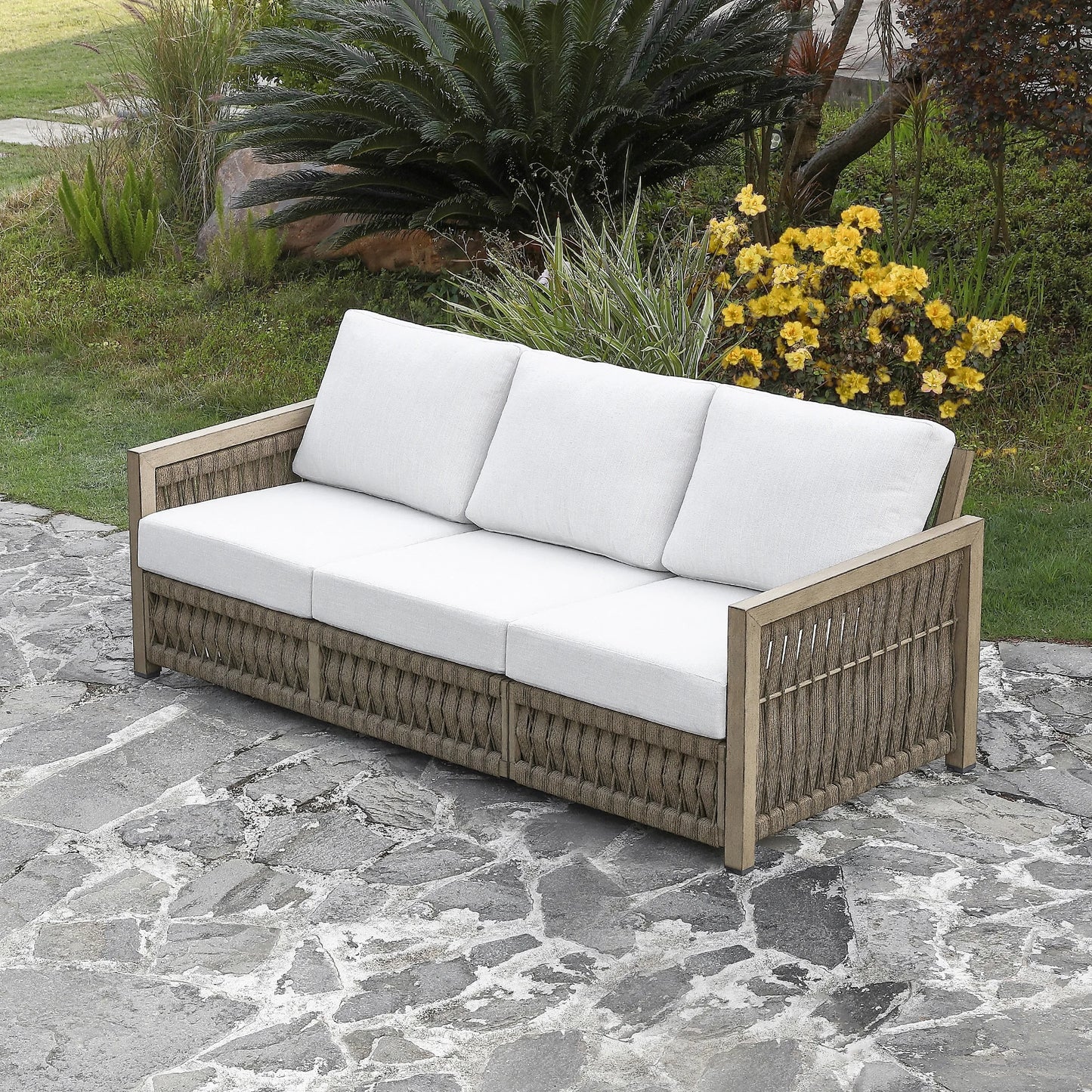 SeeHill 3-Seater Outdoor Sofa with Washable Cushions