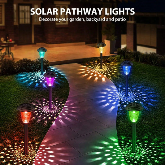Solar Pathway Lights Bright RGB Color Changing, Outdoor Waterproof