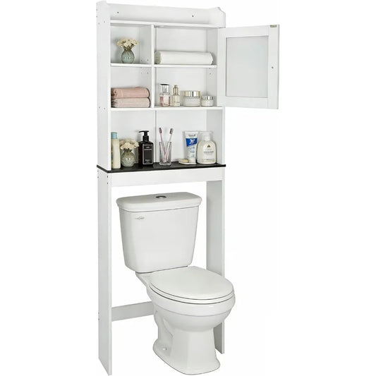 Over The Toilet Storage Cabinet with Adjustable Shelf and Double Doors