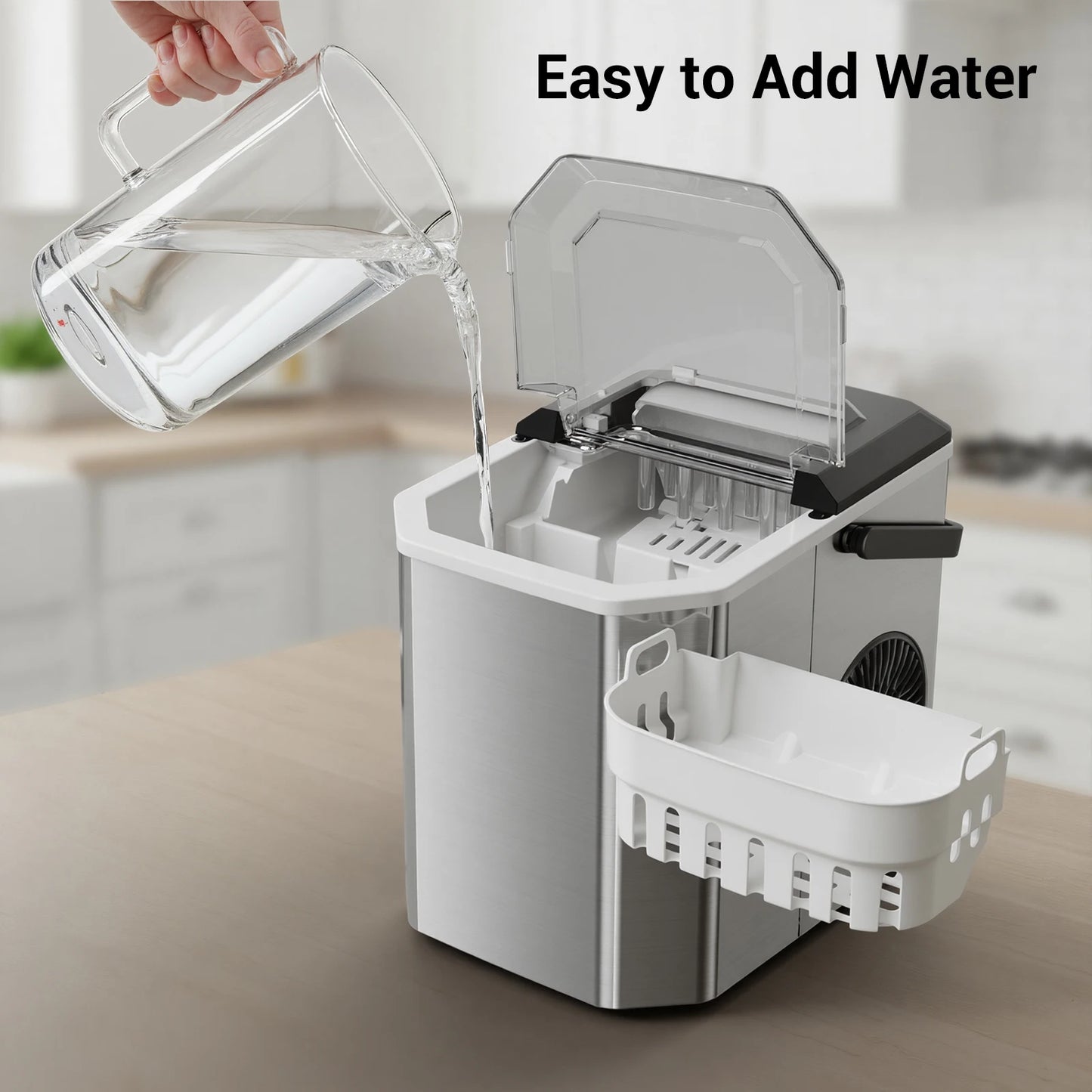 Smart Countertop Ice Maker, Portable with Self-Cleaning, 26lbs/24Hrs