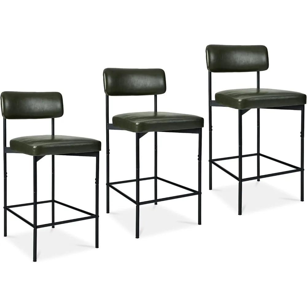 Armless Counter Height Bar Stools, Faux Leather