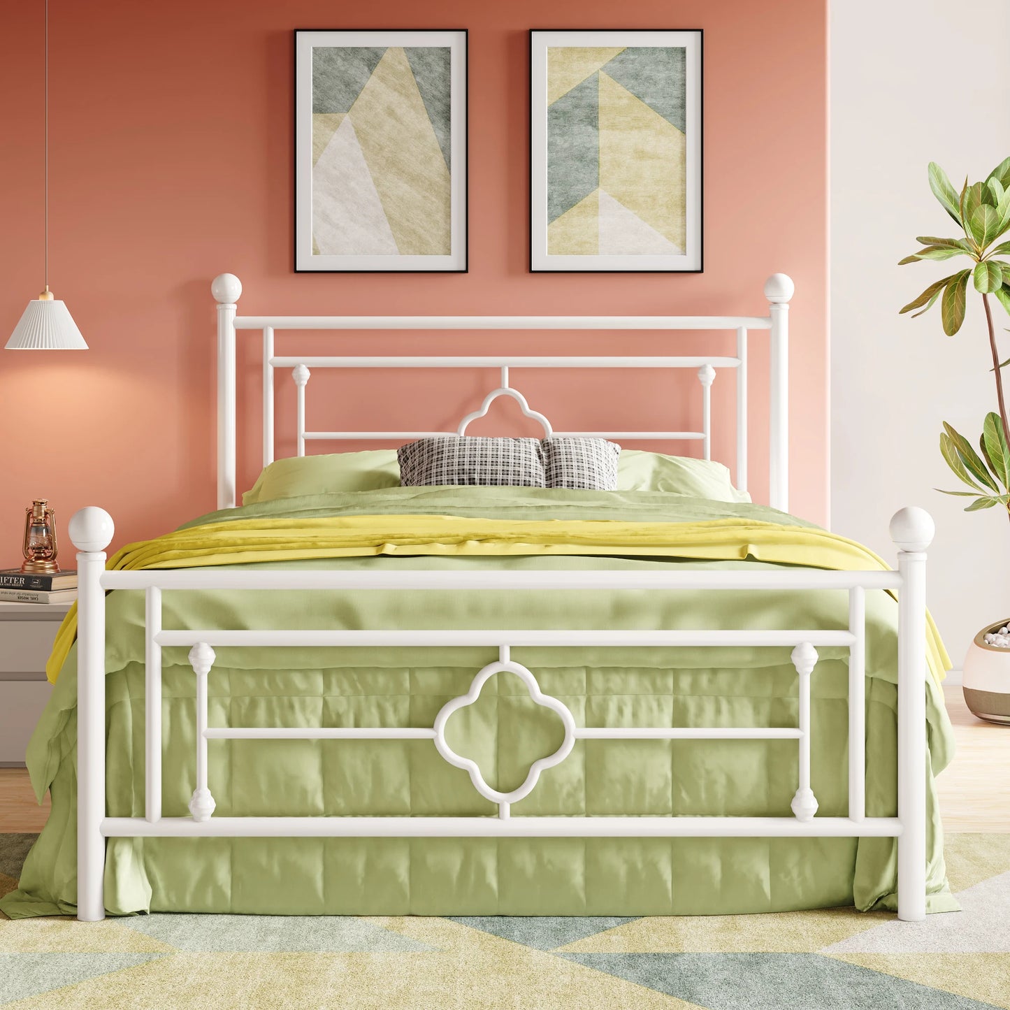 14" Metal Platform Bed Frame – Heavy‑Duty Steel Base with Under‑Bed Storage, No Box Spring Needed