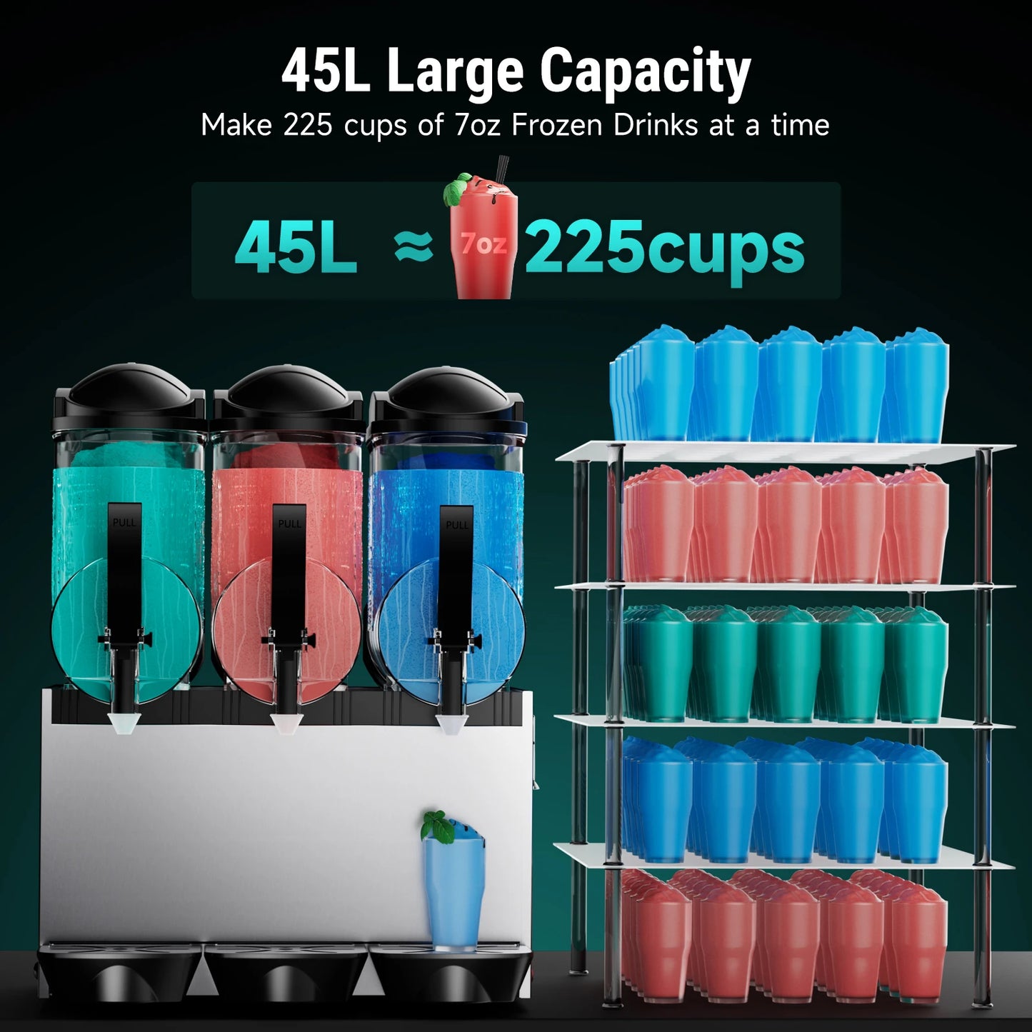 Commercial Slushy Machine – 45L, 1300W Frozen Drink Maker for Smoothies, Margaritas & Ice Beverages