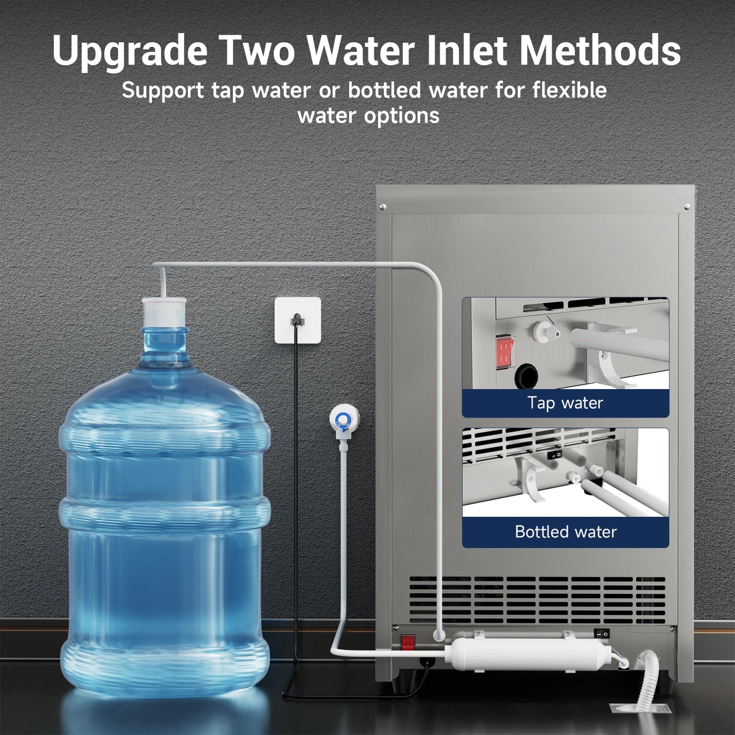 Commercial Stainless Steel Ice Maker – Under‑Counter Ice Machine with 34‑lb Bin, Freestanding for Home & Café