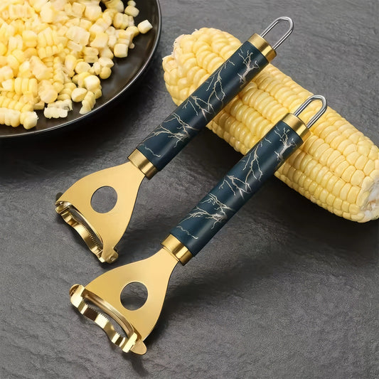 Golden Corn Peeler with Serrated Blade – Easy‑Clean Corn Plow Tool (1 or 2‑Piece Set)
