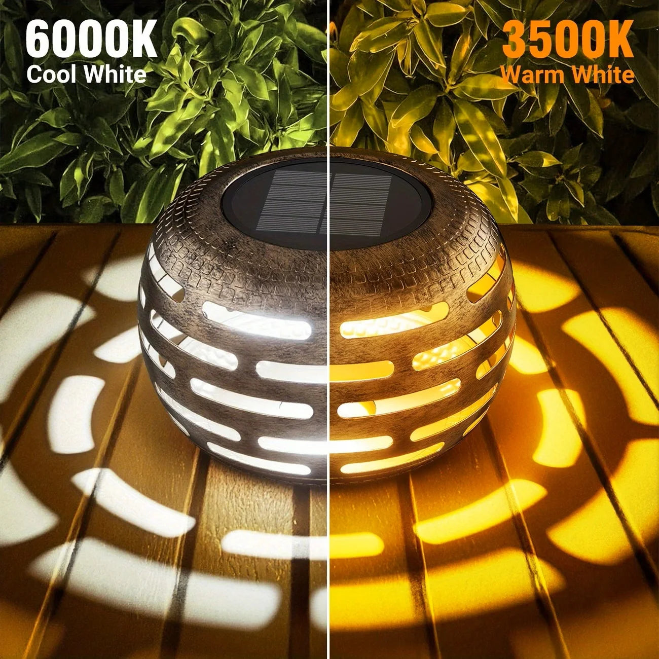 Solar Lanterns Hollow Out Retro Metal Solar Lights Outdoor Waterproof Light Flickering Solar LED