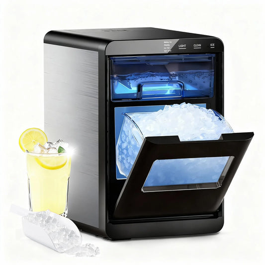 Countertop Ice Maker, 24H Self-Cleaning with Ice Scoop & Basket