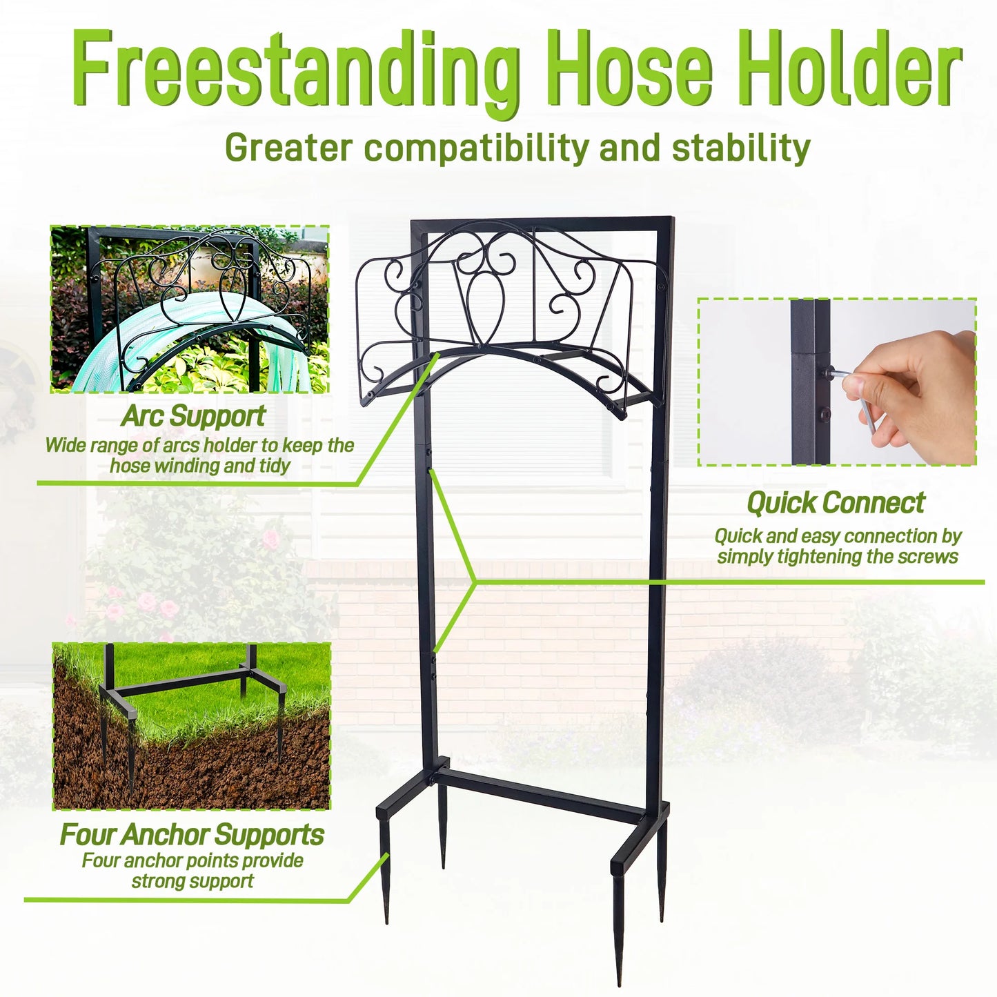 Heavy Duty Metal Hose Stand - Freestanding