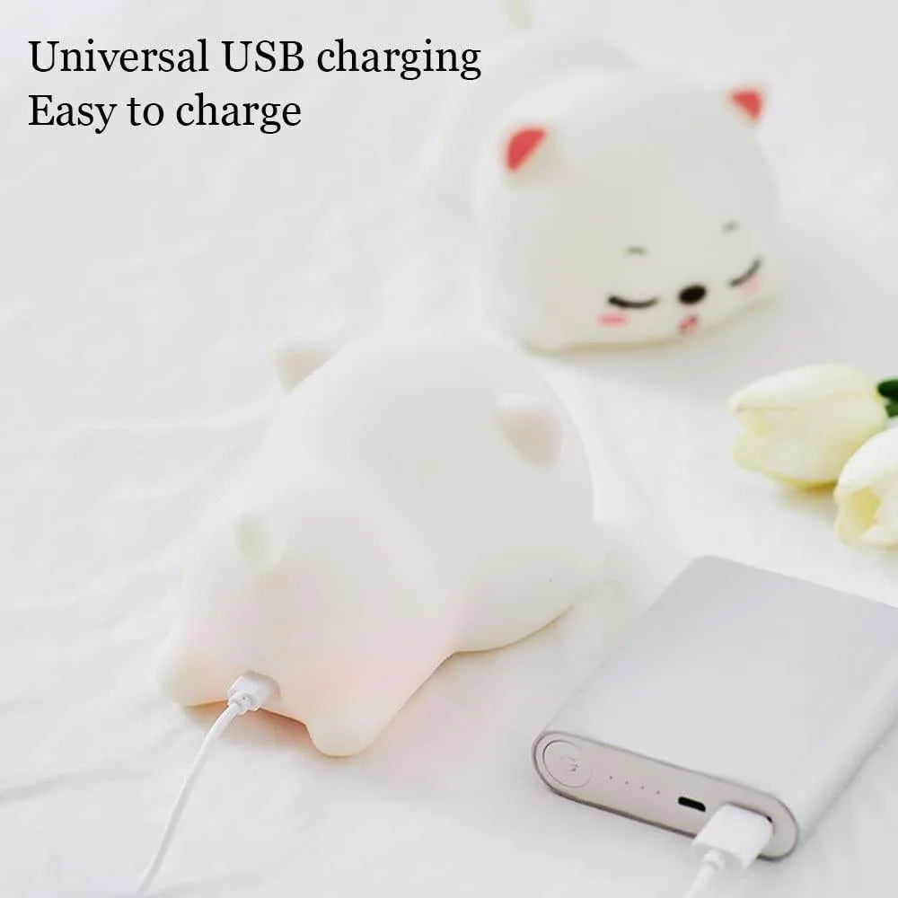 Rechargeable Night Light, Silicone LED Lamp 7 Colors, Touch Control-Portable