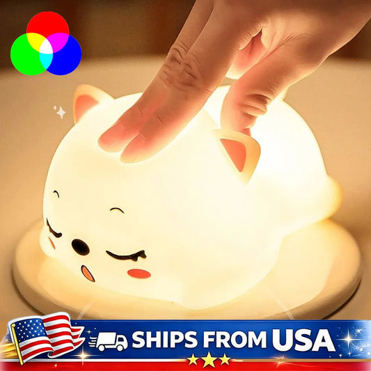 Rechargeable Night Light, Silicone LED Lamp 7 Colors, Touch Control-Portable