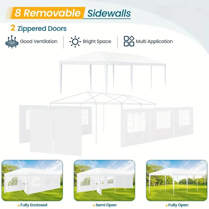 10×10 / 10×20 / 10×30 Party Tent – Outdoor Canopy with Removable Sidewalls, Waterproof Event Shelter