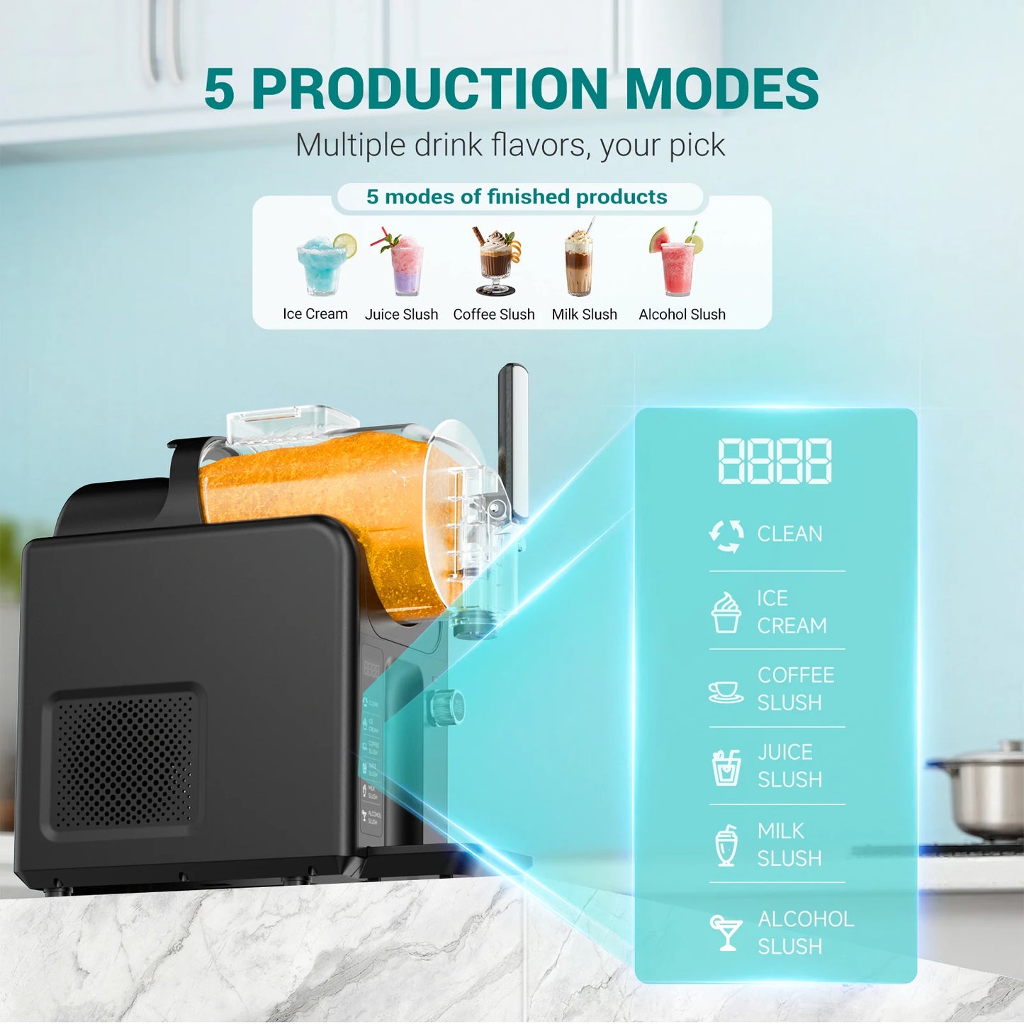 2.4L Home Slushie & Margarita Machine – No Ice Needed, Self‑Cleaning Frozen Drink Maker