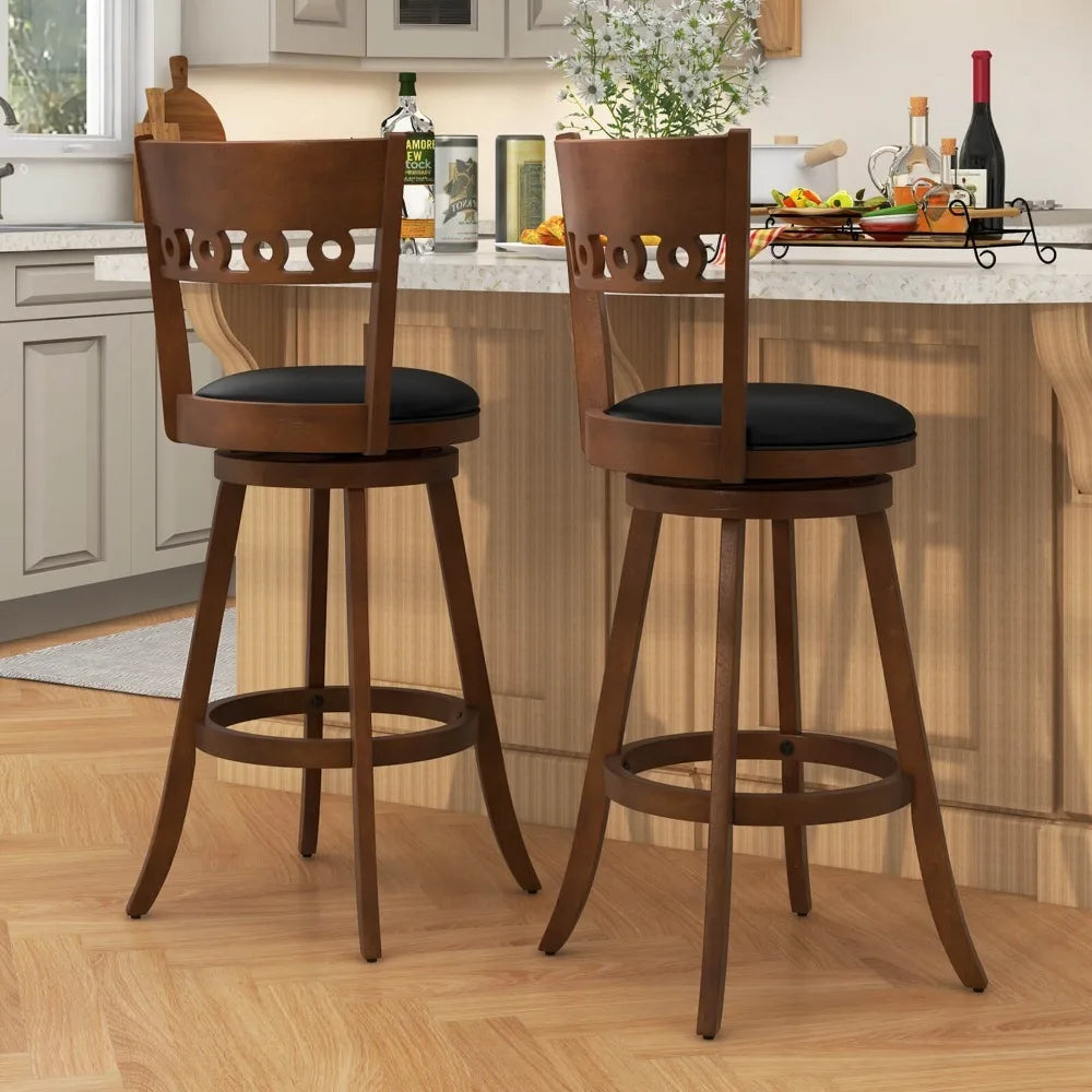 30.5" Swivel Bar Stools (Set of 4) – Upholstered Counter Chairs with Solid Wood Frame