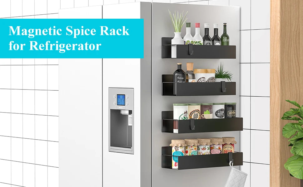 Magnetic Storage Rack Organizer for Refrigerator and Oven (4-Pack)