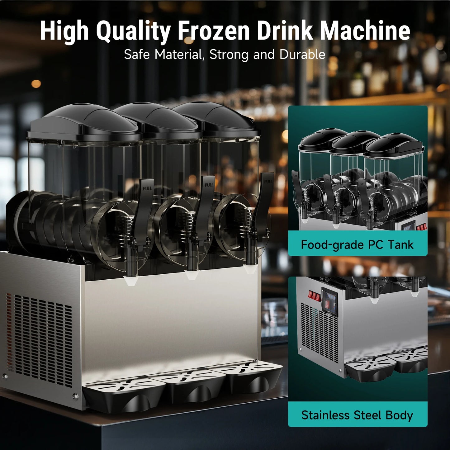 Commercial Slushy Machine – 45L, 1300W Frozen Drink Maker for Smoothies, Margaritas & Ice Beverages