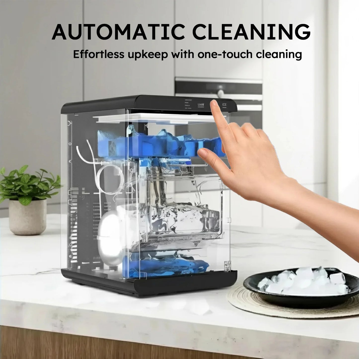Countertop Ice Maker, 24H Self-Cleaning with Ice Scoop & Basket
