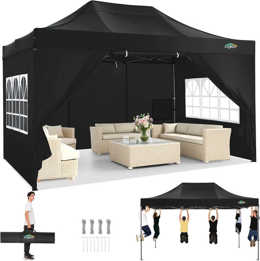 10×15 Pop‑Up Canopy Tent – Heavy‑Duty Gazebo with 4 Sidewalls, UPF 50+ All‑Weather Waterproof Party Shelter