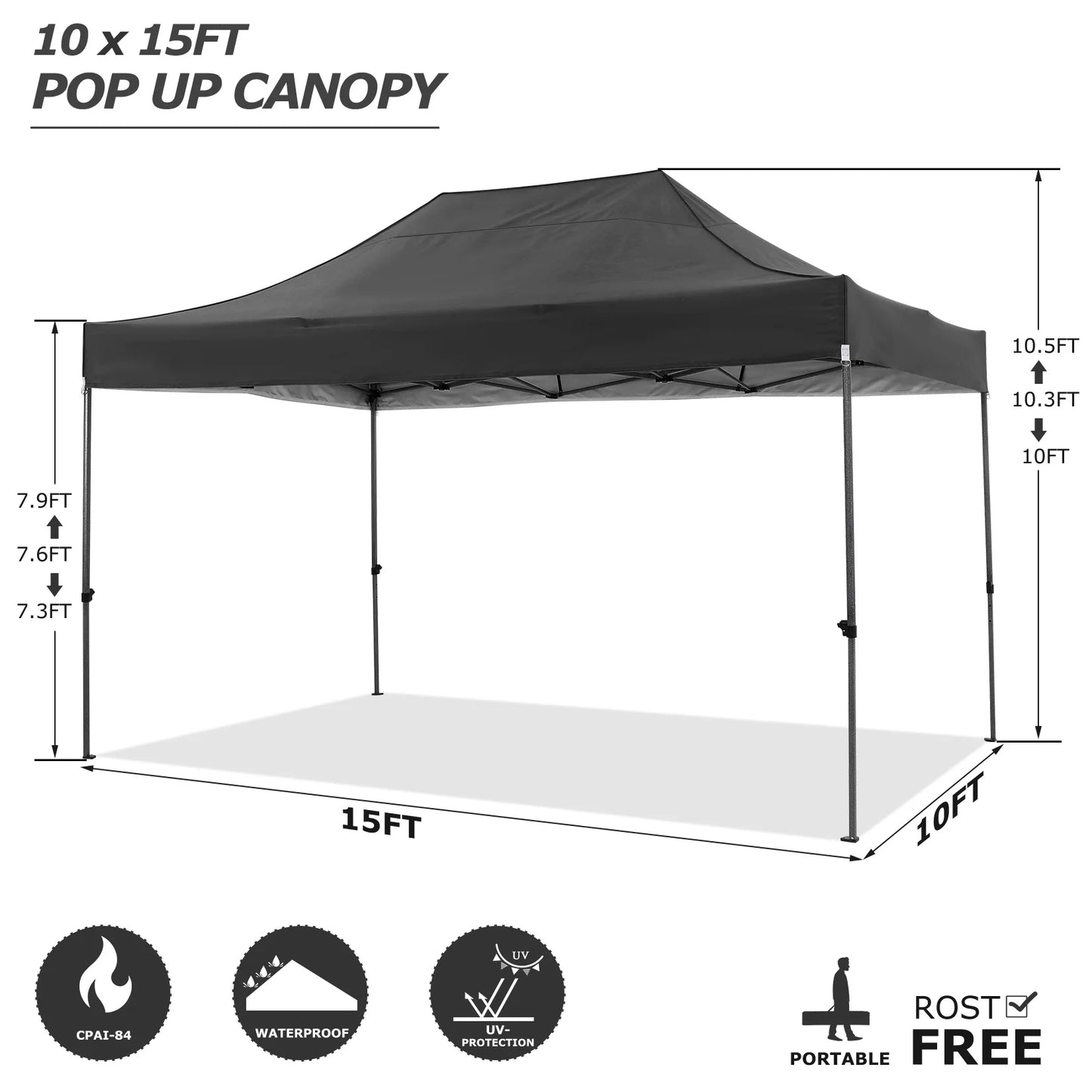 10x15 Pop up Canopy Tent Heavy Duty Gazebo with 4 Sidewalls, UPF 50+ All Weather Waterproof Commercial Outdoor Wedding Party Tent
