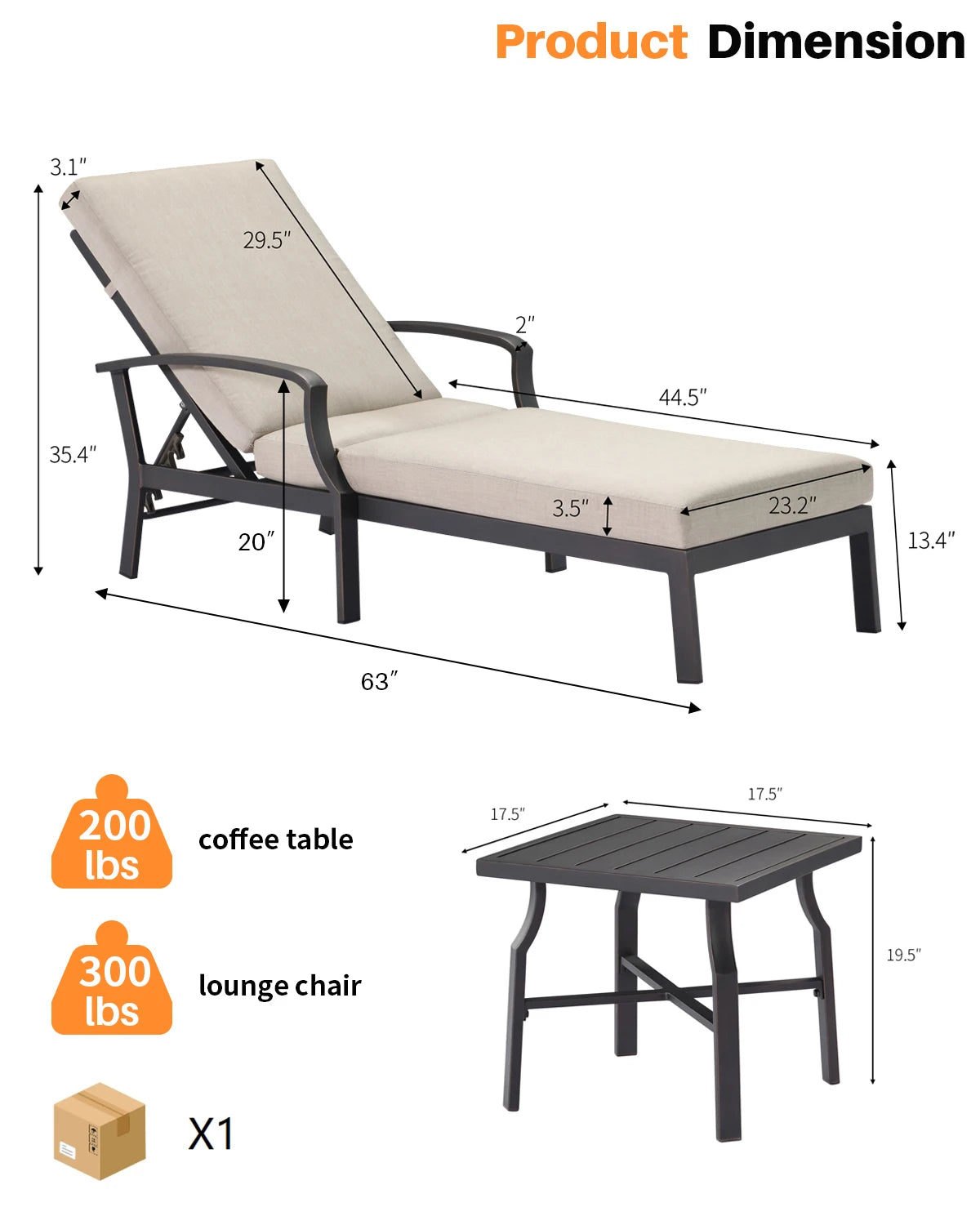 3‑Piece Patio Chaise Lounge Set – Outdoor Loungers with Cushions & Matching Side Table