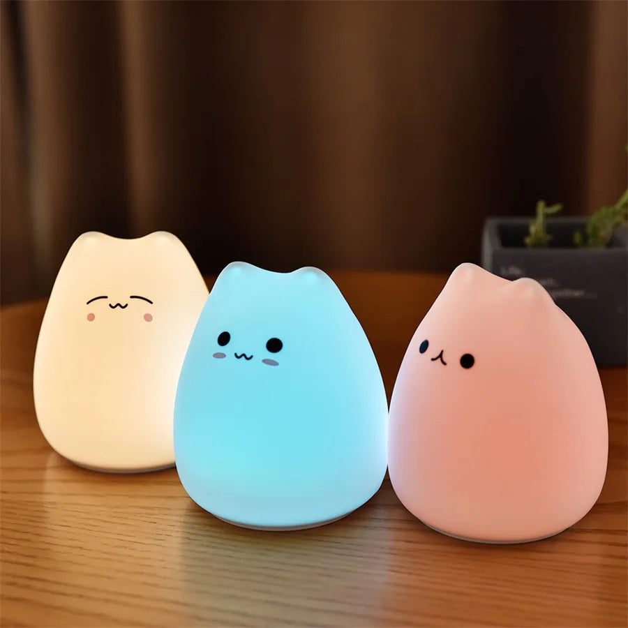 LED Night Light, Silicone, Touch Sensor 7 Colors