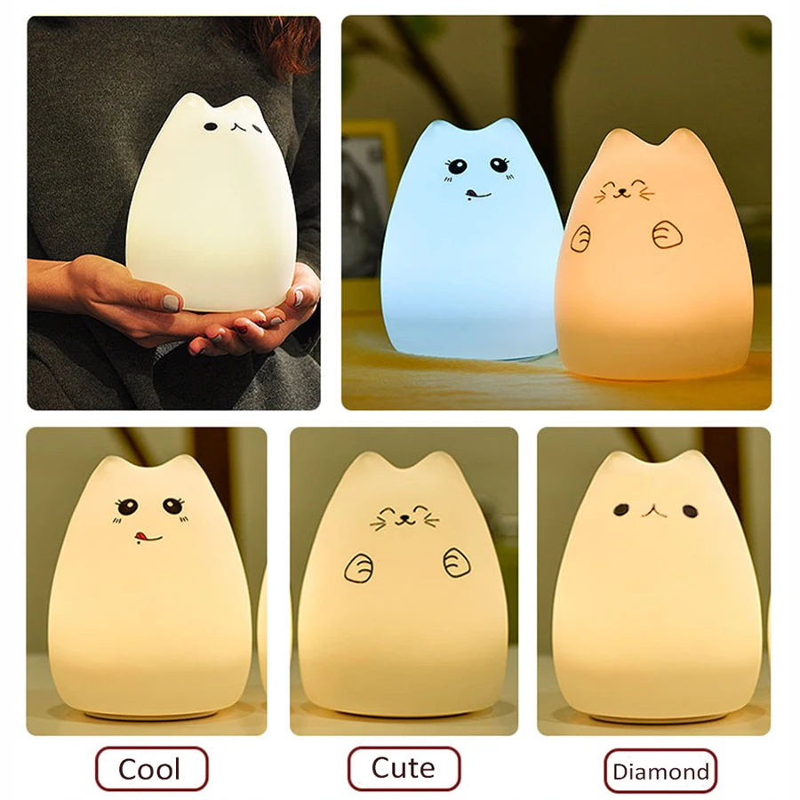 LED Night Light, Silicone, Touch Sensor 7 Colors