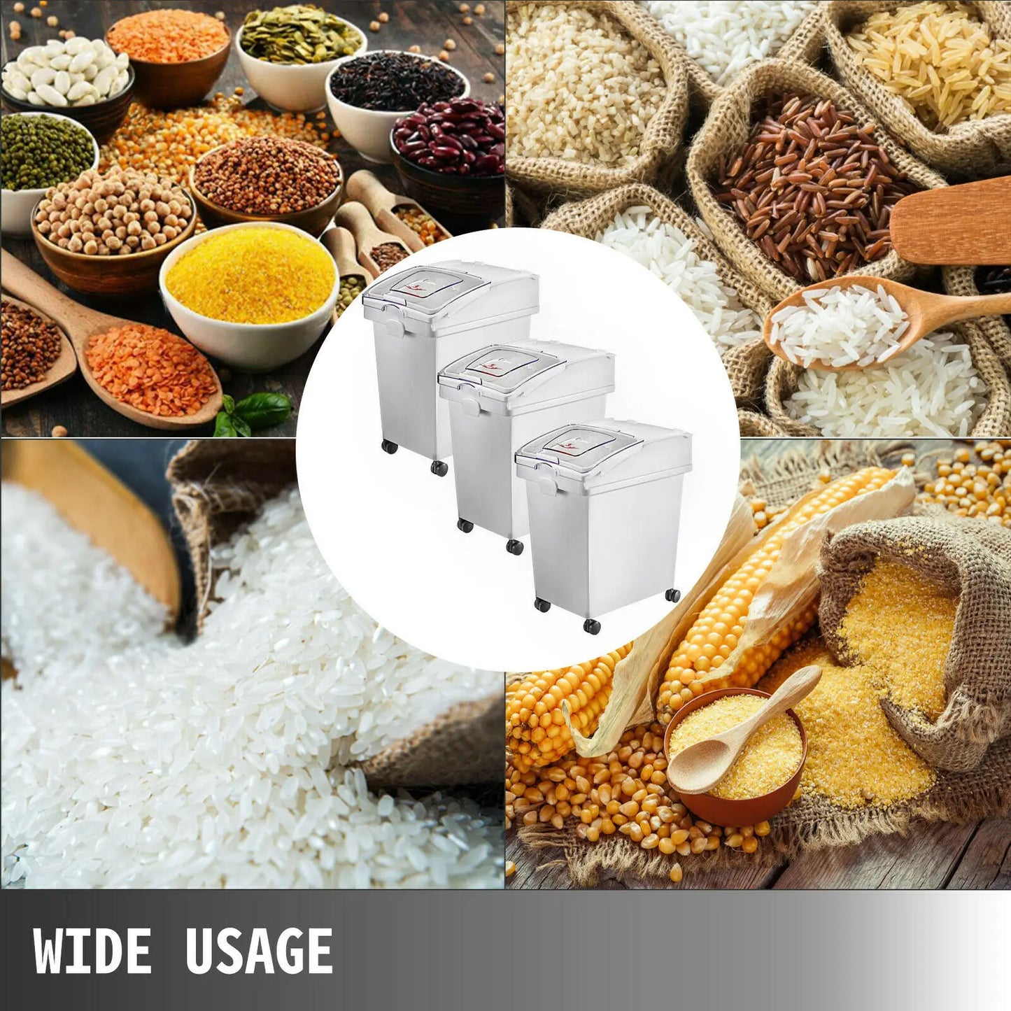 25L Dry Ingredient Storage Bin with Scoop & Casters – Dustproof, Airtight Container for Rice, Flour & Soybeans