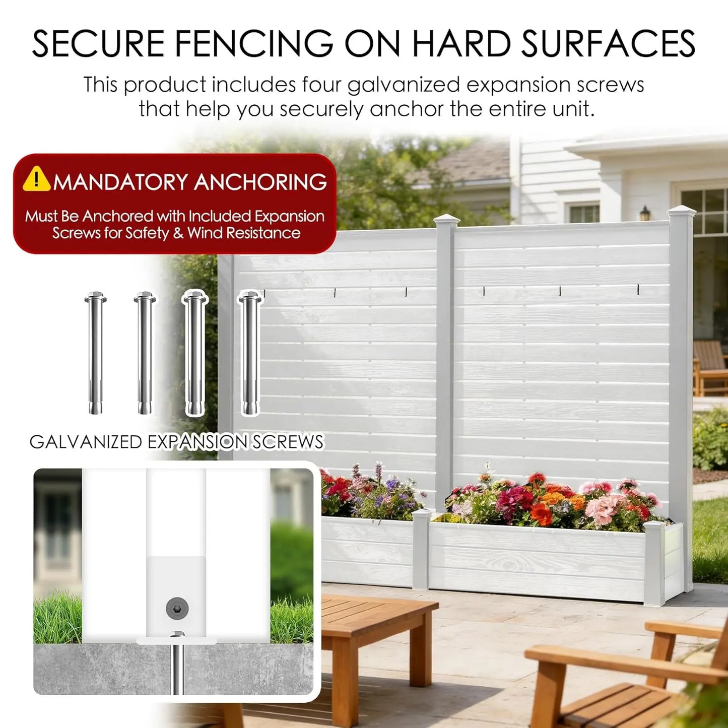 2‑Pack Privacy Screen with Planter – 70" × 51" Outdoor Garden Divider with Waterproof Aluminum Frame
