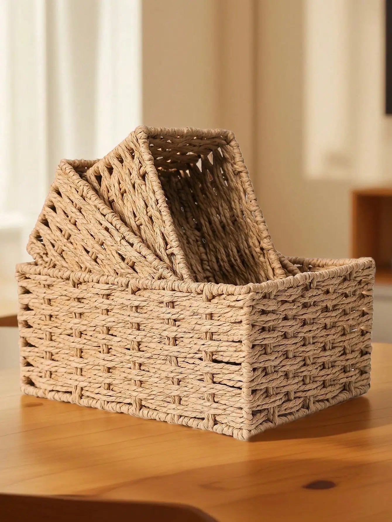 Woven Rattan Storage Basket for Home & Office