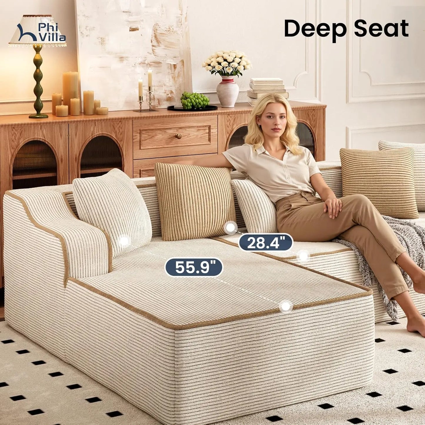 104" L‑Shaped Sectional Sofa – Modern Deep‑Seating Design