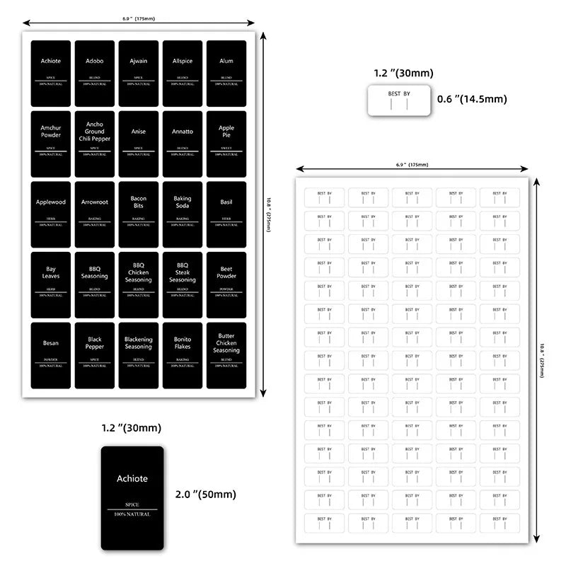 275-PCS Spice Jar Storage Labels - Self-Adhesive, Waterproof, Preprinted, Transparent, Black Letter Stickers for Kitchen Spice Jars