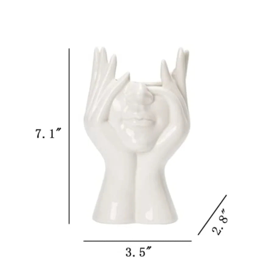 Female Head Ceramic Vase – Modern White Sculptural Face Vase for Home, Garden & Living Room Décor