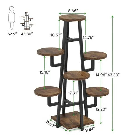 7-Tier Plant Stand, 43.3" Holder Rack Flower Stand