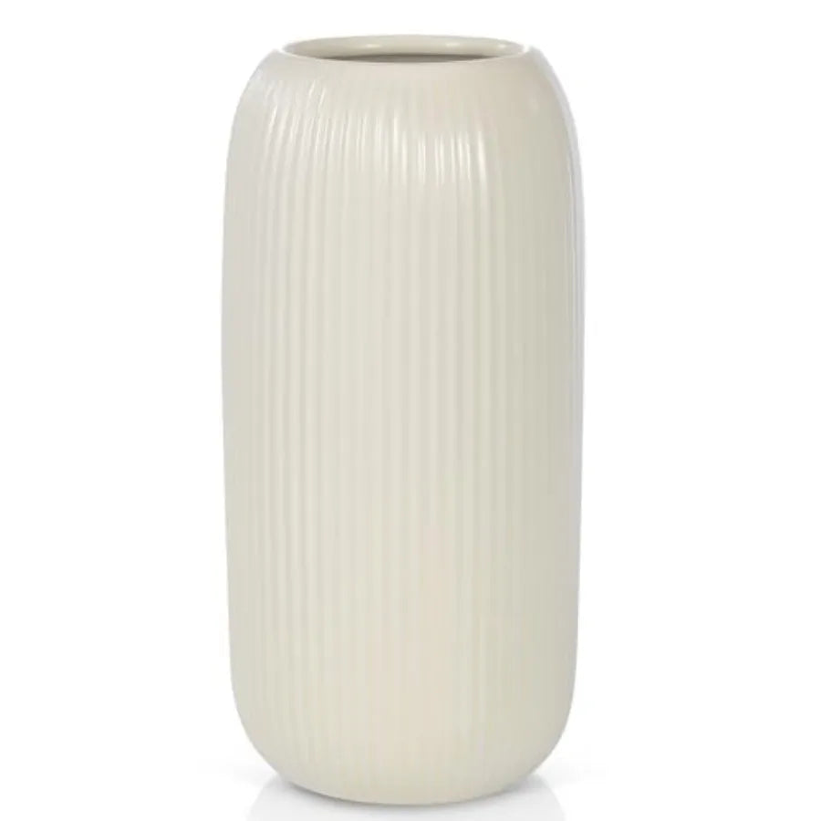 Modern Small Ribbed Ceramic Vase – Textured Decorative Flower Vase for Home Décor & Coffee Table Styling