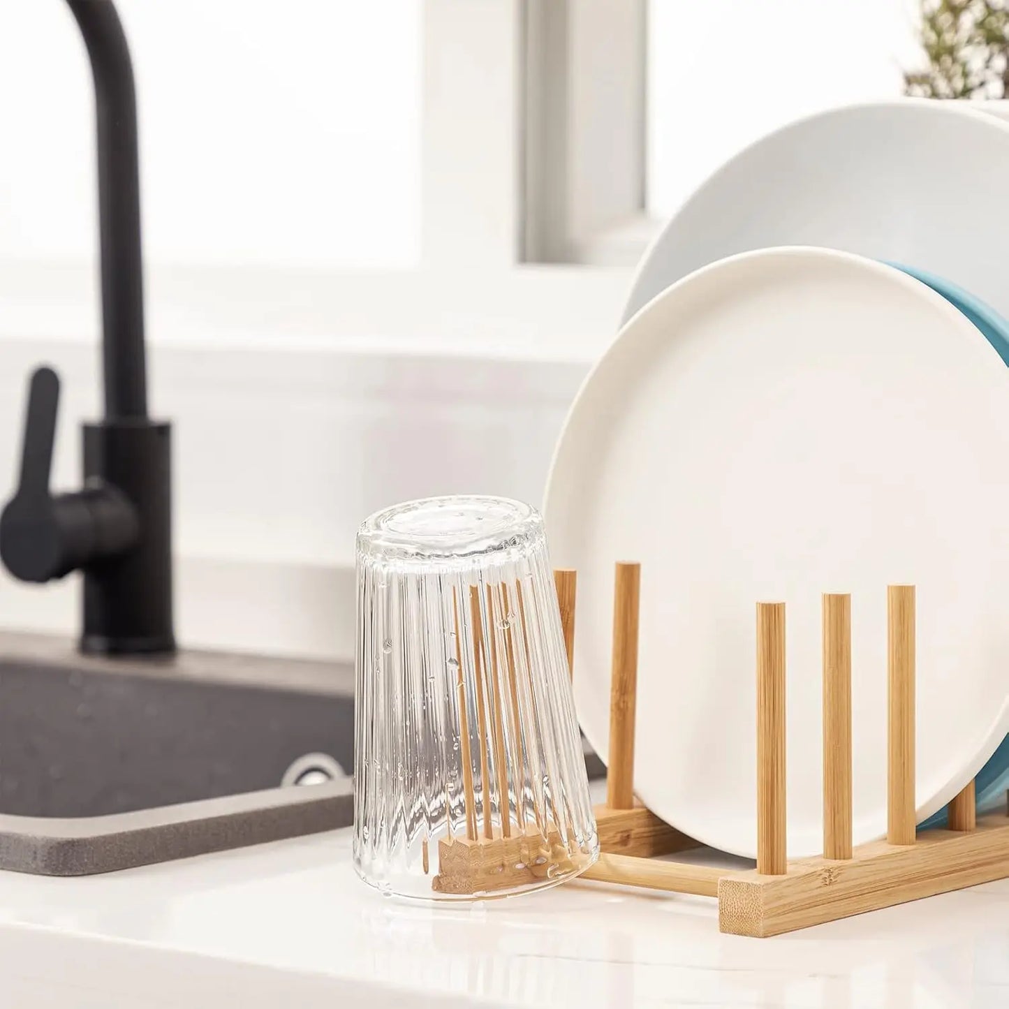 Bamboo Multi-Purpose Storage Rack | Dish, Pot Lid & Cutting Board Organizer
