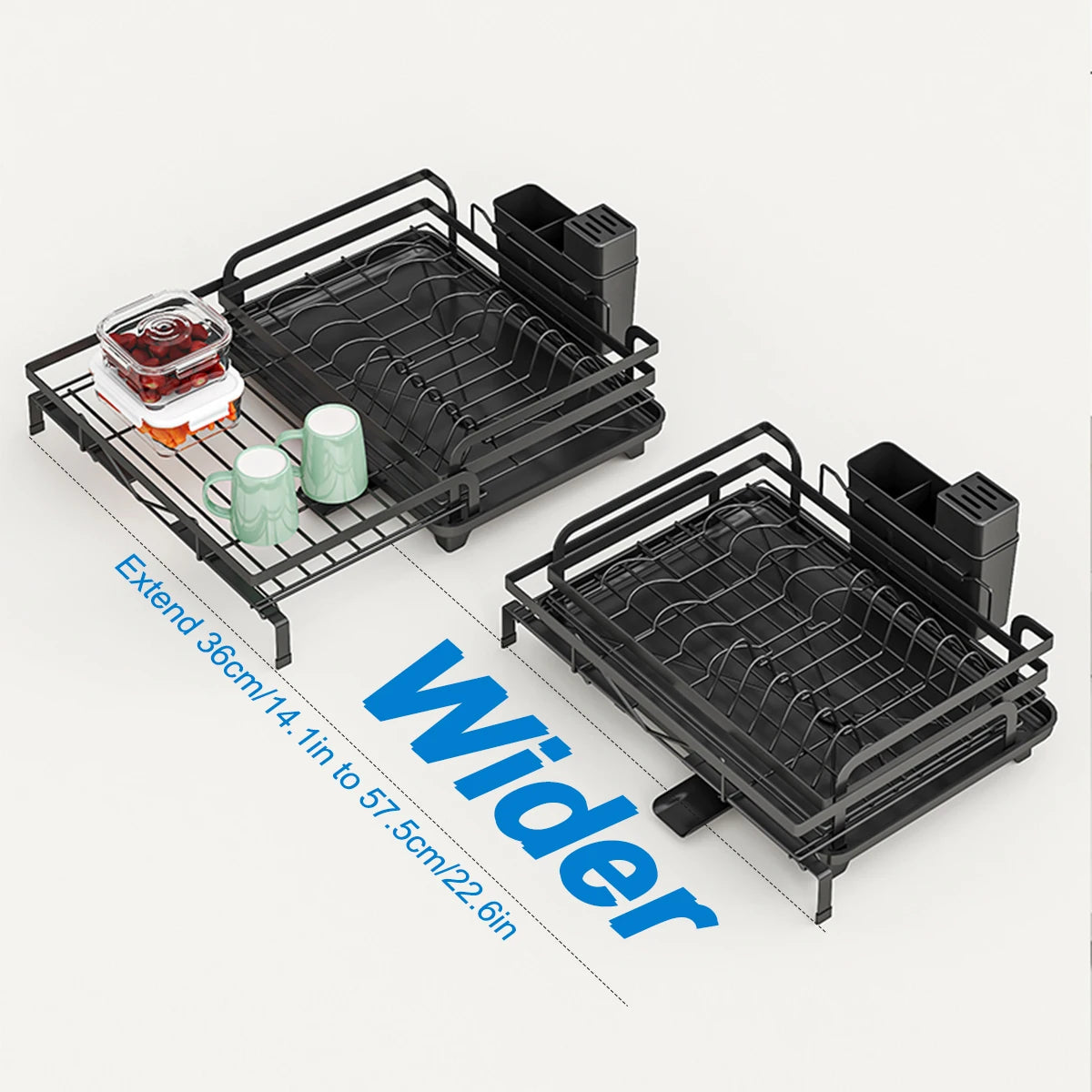 Adjustable Countertop Drying Dish Rack - Multiple Colors