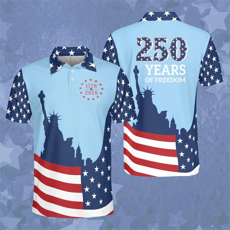 America Polo Shirt for Men New Summer New 1776-2026 Polo for Men Women 250th Anniversary Polo Shirts 4th Of July